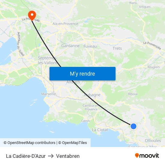 La Cadière-D'Azur to Ventabren map