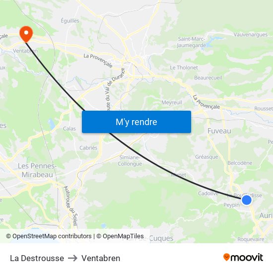 La Destrousse to Ventabren map