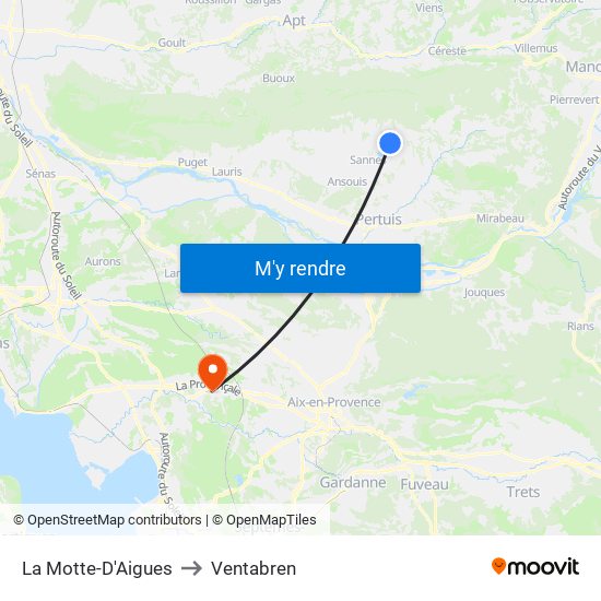 La Motte-D'Aigues to Ventabren map
