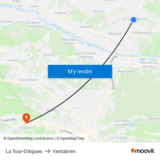 La Tour-D'Aigues to Ventabren map