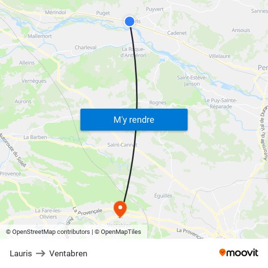 Lauris to Ventabren map