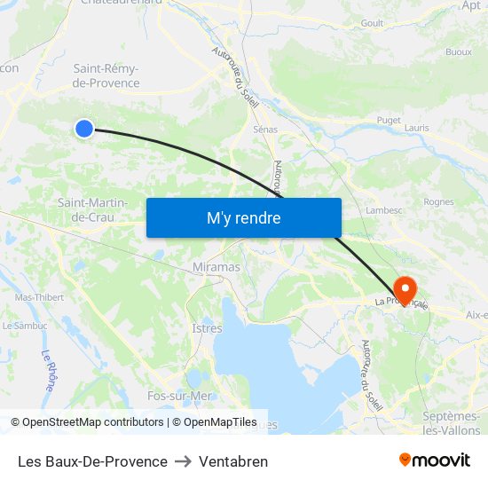 Les Baux-De-Provence to Ventabren map