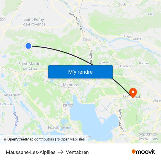 Maussane-Les-Alpilles to Ventabren map
