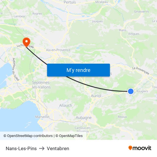 Nans-Les-Pins to Ventabren map