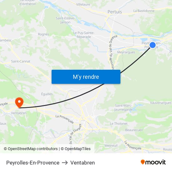 Peyrolles-En-Provence to Ventabren map