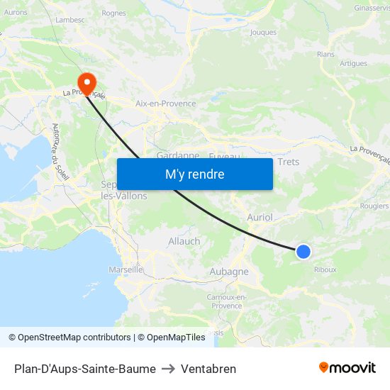 Plan-D'Aups-Sainte-Baume to Ventabren map