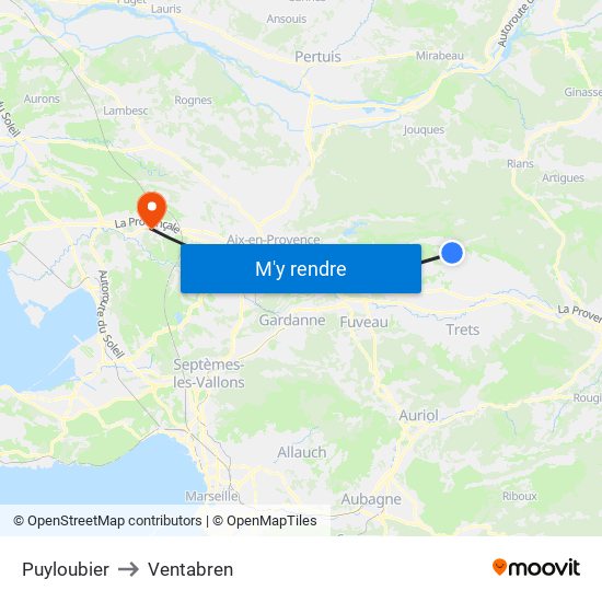 Puyloubier to Ventabren map