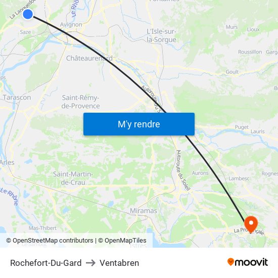 Rochefort-Du-Gard to Ventabren map