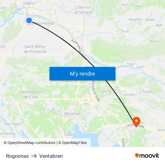 Rognonas to Ventabren map