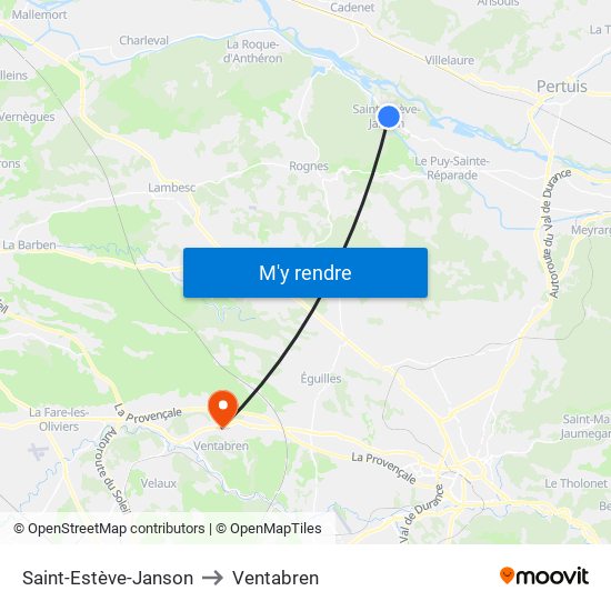 Saint-Estève-Janson to Ventabren map