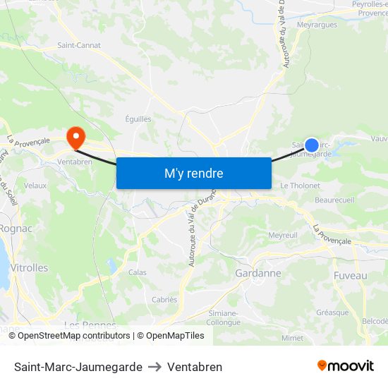 Saint-Marc-Jaumegarde to Ventabren map