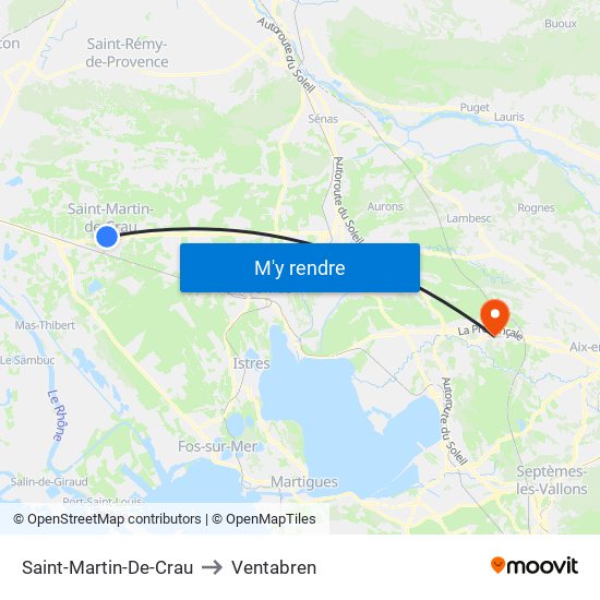 Saint-Martin-De-Crau to Ventabren map