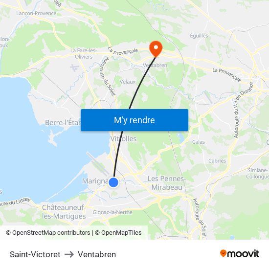 Saint-Victoret to Ventabren map