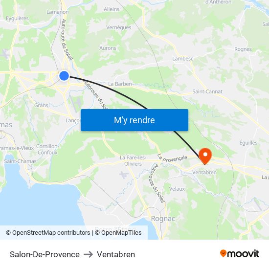 Salon-De-Provence to Ventabren map