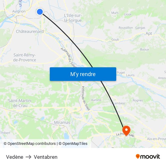 Vedène to Ventabren map