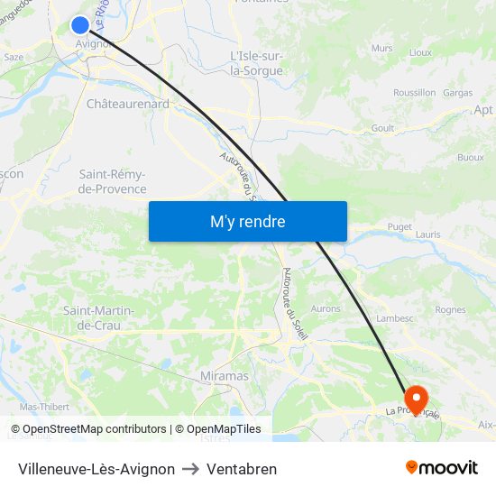 Villeneuve-Lès-Avignon to Ventabren map