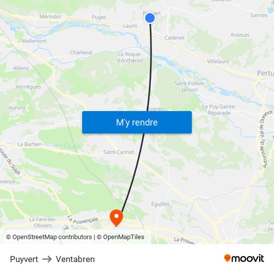 Puyvert to Ventabren map