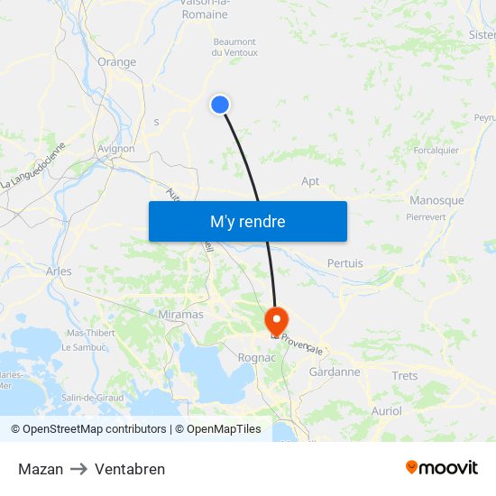 Mazan to Ventabren map
