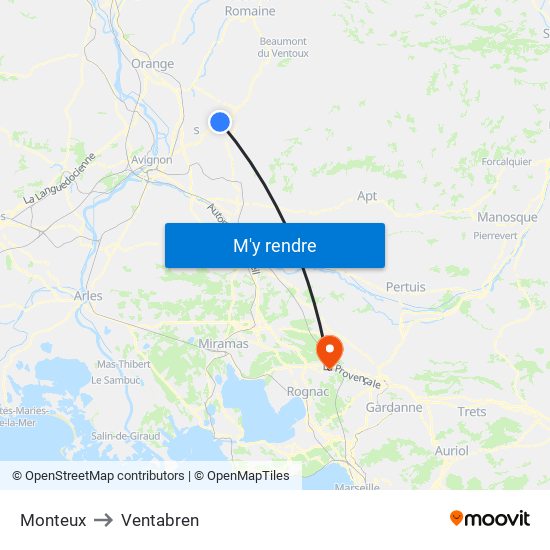 Monteux to Ventabren map