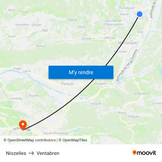 Niozelles to Ventabren map