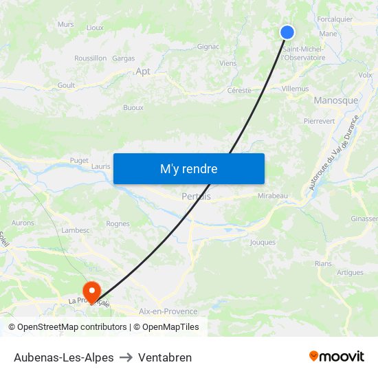 Aubenas-Les-Alpes to Ventabren map