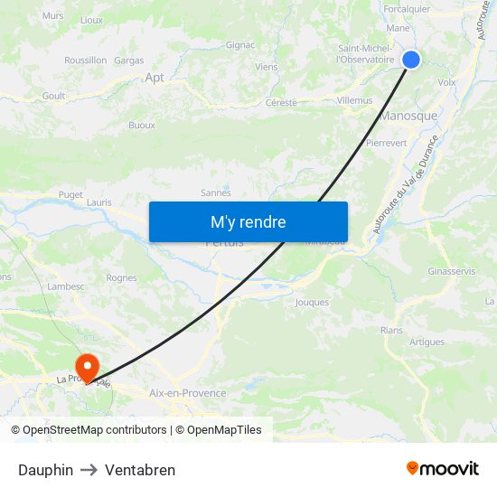 Dauphin to Ventabren map