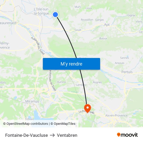 Fontaine-De-Vaucluse to Ventabren map