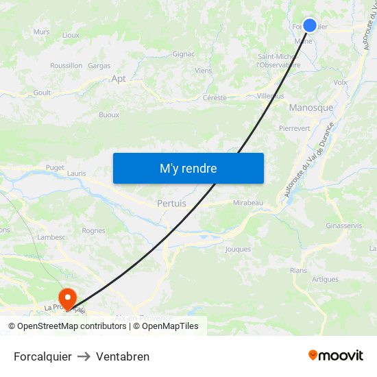 Forcalquier to Ventabren map