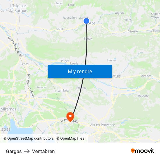 Gargas to Ventabren map