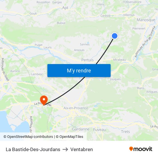 La Bastide-Des-Jourdans to Ventabren map