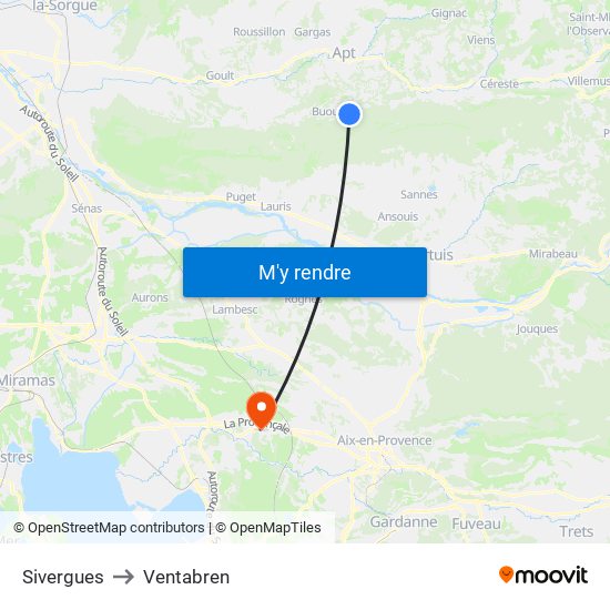 Sivergues to Ventabren map