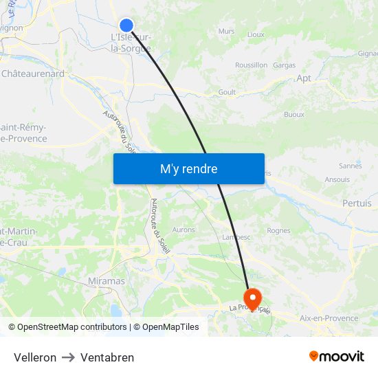 Velleron to Ventabren map