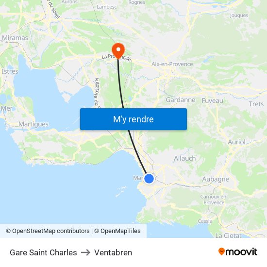 Gare Saint Charles to Ventabren map