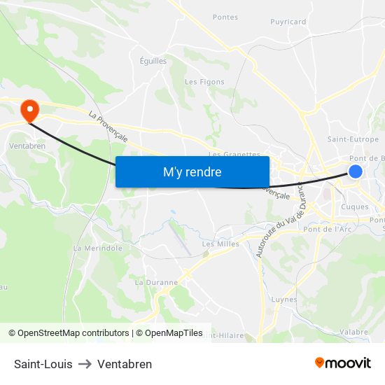 Saint-Louis to Ventabren map