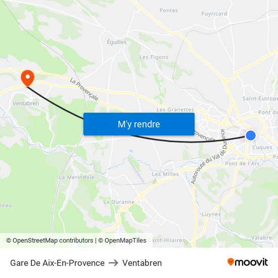 Gare De Aix-En-Provence to Ventabren map