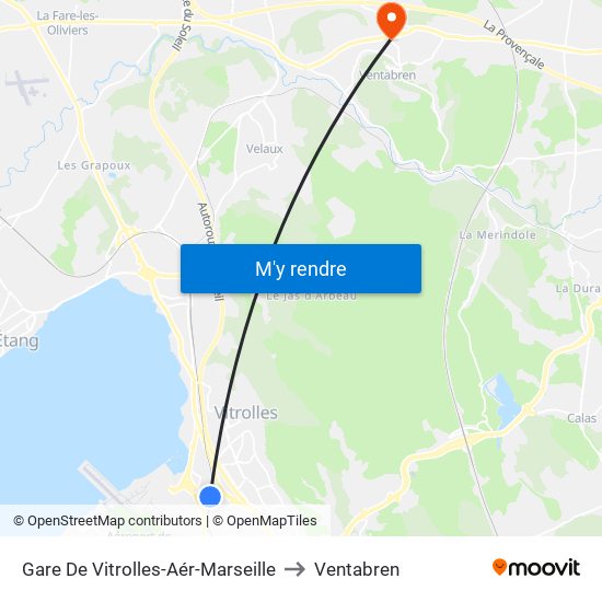 Gare De Vitrolles-Aér-Marseille to Ventabren map