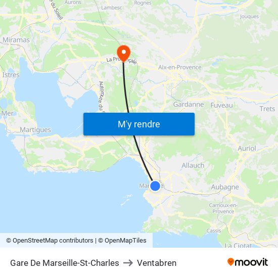 Gare De Marseille-St-Charles to Ventabren map