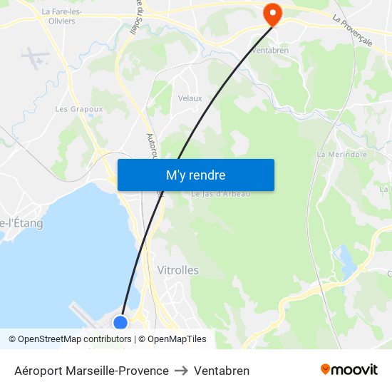 Aéroport Marseille-Provence to Ventabren map