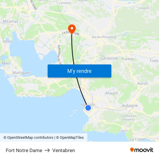 Fort Notre Dame to Ventabren map