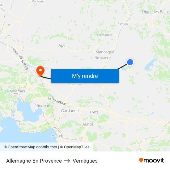 Allemagne-En-Provence to Vernègues map