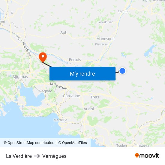 La Verdière to Vernègues map