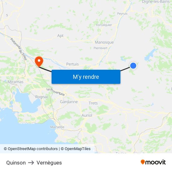 Quinson to Vernègues map