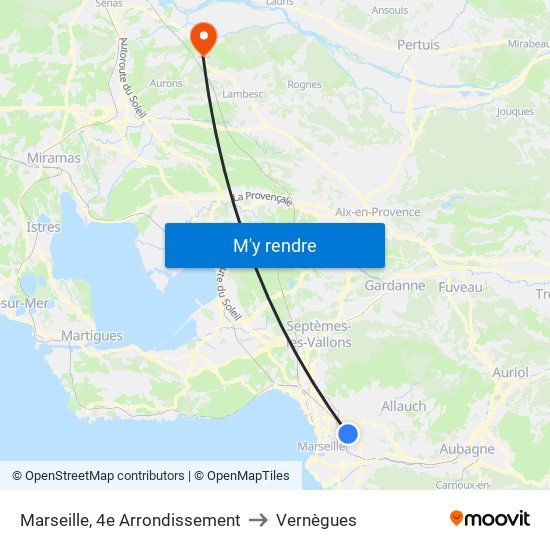 Marseille, 4e Arrondissement to Vernègues map