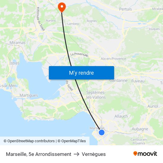 Marseille, 5e Arrondissement to Vernègues map