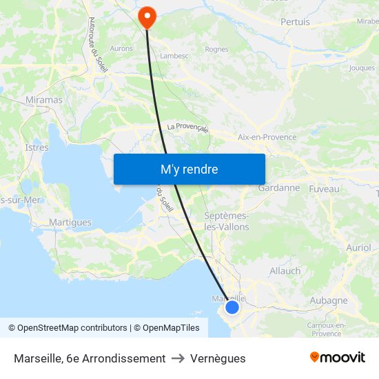 Marseille, 6e Arrondissement to Vernègues map