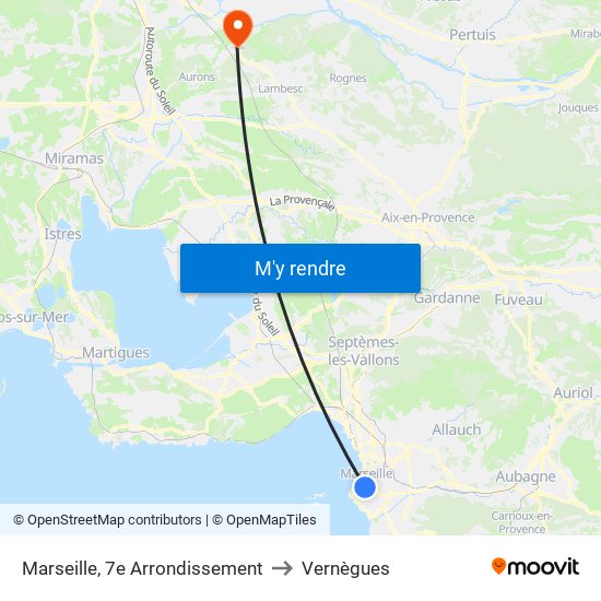 Marseille, 7e Arrondissement to Vernègues map