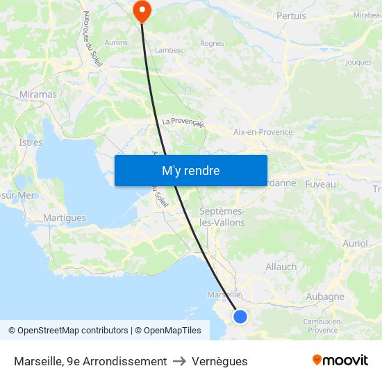 Marseille, 9e Arrondissement to Vernègues map