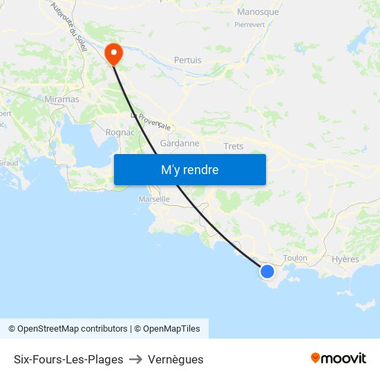 Six-Fours-Les-Plages to Vernègues map