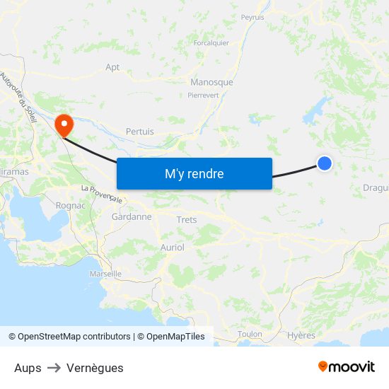 Aups to Vernègues map