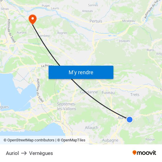 Auriol to Vernègues map
